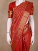 Bright Red Geometric Design Pure Kanchipuram Silk Saree