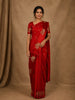 Bright Red Motif Design Semi Banarasi Silk Saree