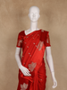 Bright Red Motif Design Semi Banarasi Silk Saree
