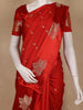 Bright Red Motif Design Semi Banarasi Silk Saree