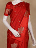 Bright Red Motif Design Semi Banarasi Silk Saree