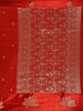 Bright Red Motif Design Semi Banarasi Silk Saree