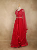 Bright Red Sequins and Beads Embroidered Design Net Lehenga With Net Dupatta