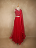 Bright Red Sequins and Beads Embroidered Design Net Lehenga With Net Dupatta