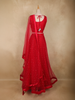 Bright Red Sequins and Beads Embroidered Design Net Lehenga With Net Dupatta