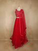 Bright Red Sequins and Beads Embroidered Design Net Lehenga With Net Dupatta