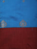 Bright Sky Blue Butta Zari Woven Design Semi Silk Fancy Saree with Contrast Border