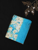 Bright Sky Blue Floral Woven Design Blended Cotton Saree