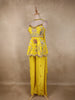Bright Sunshine Yellow Floral Sequins and Beads Embroidered Design Crepe Palazzo Suit