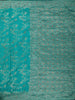Bright Turquoise Blue Floral Vine Zari Woven Design Semi Banarasi Silk Saree with Designer Border
