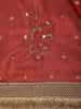 Bright Vermilion Red Butta Zari Woven Design Tissue Saree with Designer Lace Border