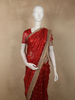 Bright Vermilion Red Butta Zari Woven Design Tissue Saree with Designer Lace Border