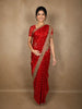Bright Vermilion Red Butta Zari Woven Design Tissue Saree with Designer Lace Border
