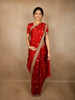 Bright Vermilion Red Floral Butta Zari Woven Design Tissue Saree with Designer Lace Border