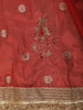 Bright Vermilion Red Floral Butta Zari Woven Design Tissue Saree with Designer Lace Border