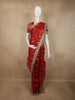 Bright Vermilion Red Floral Butta Zari Woven Design Tissue Saree with Designer Lace Border
