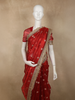 Bright Vermilion Red Floral Butta Zari Woven Design Tissue Saree with Designer Lace Border