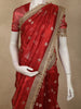 Bright Vermilion Red Floral Butta Zari Woven Design Tissue Saree with Designer Lace Border