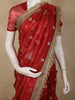 Bright Vermilion Red Floral Butta Zari Woven Design Tissue Saree with Designer Lace Border