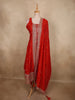 Bright Vermilion Red Floral Sequins Embroidered Design Georgette Salwar Suit with Dupatta