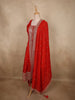 Bright Vermilion Red Floral Sequins Embroidered Design Georgette Salwar Suit with Dupatta