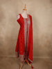 Bright Vermilion Red Floral Sequins Embroidered Design Georgette Salwar Suit with Dupatta