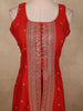 Bright Vermilion Red Floral Sequins Embroidered Design Georgette Salwar Suit with Dupatta