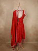 Bright Vermilion Red Floral Sequins Embroidered Design Georgette Salwar Suit with Dupatta
