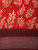 Bright Vermilion Red Leaf Printed Design Mixed Cotton Casual Wear Saree