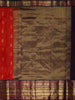 Bright Vermilion Red Peacock Butta Zari Woven Design Pure Kanchipuram Silk Saree with Contrast Varisai Pattu Border