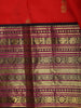 Bright Vermilion Red Peacock Butta Zari Woven Design Pure Kanchipuram Silk Saree with Contrast Varisai Pattu Border
