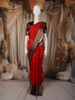 Bright Vermilion Red Peacock Butta Zari Woven Design Pure Kanchipuram Silk Saree with Contrast Varisai Pattu Border