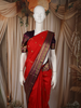 Bright Vermilion Red Peacock Butta Zari Woven Design Pure Kanchipuram Silk Saree with Contrast Varisai Pattu Border