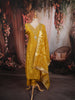 Bright Yellow Cutdana Beads and Sequins Zari Embroidered Design Organza Straight Cut Salwar Suit with Matching Designer Dupatta