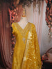 Bright Yellow Cutdana Beads and Sequins Zari Embroidered Design Organza Straight Cut Salwar Suit with Matching Designer Dupatta