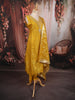 Bright Yellow Cutdana Beads and Sequins Zari Embroidered Design Organza Straight Cut Salwar Suit with Matching Designer Dupatta