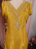 Bright Yellow Cutdana Beads and Sequins Zari Embroidered Design Organza Straight Cut Salwar Suit with Matching Designer Dupatta