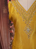 Bright Yellow Cutdana Beads and Sequins Zari Embroidered Design Organza Straight Cut Salwar Suit with Matching Designer Dupatta