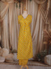 Bright Yellow Floral Printed Design Cotton Straight Cut Salwar Suit