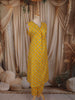 Bright Yellow Floral Printed Design Cotton Straight Cut Salwar Suit