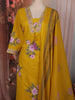 Bright Yellow Floral Thread Embroidered Design Cotton Palazzo Suit with Matching Dupatta