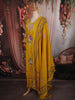 Bright Yellow Floral Thread Embroidered Design Cotton Palazzo Suit with Matching Dupatta