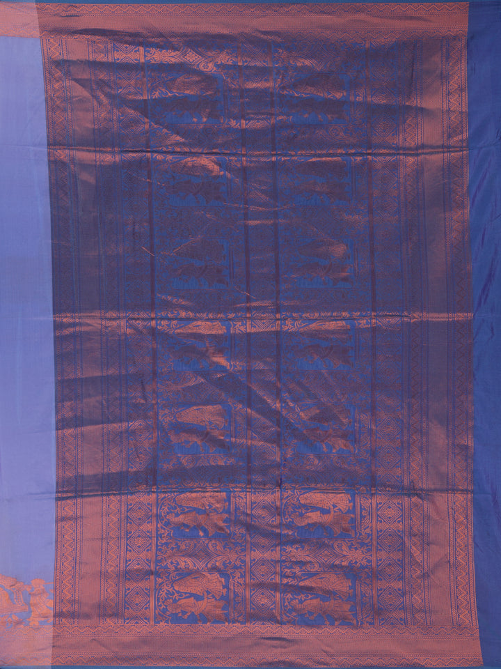 Bright Lilac Plain Semi Silk Saree with Contrast Copper Zari Border - Diadem