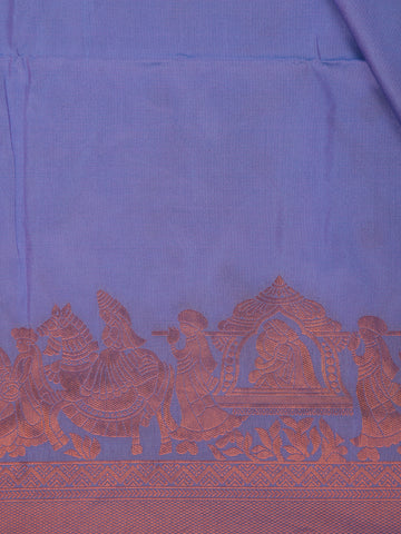 Bright Lilac Plain Semi Silk Saree with Contrast Copper Zari Border - Diadem