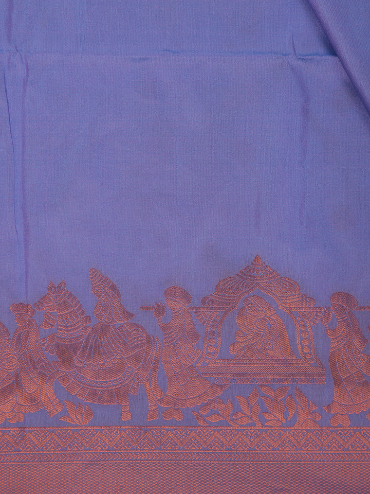 Bright Lilac Plain Semi Silk Saree with Contrast Copper Zari Border - Diadem
