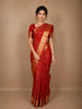 Bright Red Geometric Design Pure Kanchipuram Silk Saree