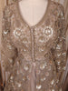 British Tan Floral Sequins Embroidered Net Lehenga