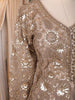 British Tan Floral Sequins Embroidered Net Lehenga