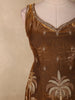 Bronze Brown Floral and Palm Tree Embroidered Design Organza Palazzo Suit with Dupatta