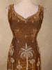 Bronze Brown Floral and Palm Tree Embroidered Design Organza Palazzo Suit with Dupatta